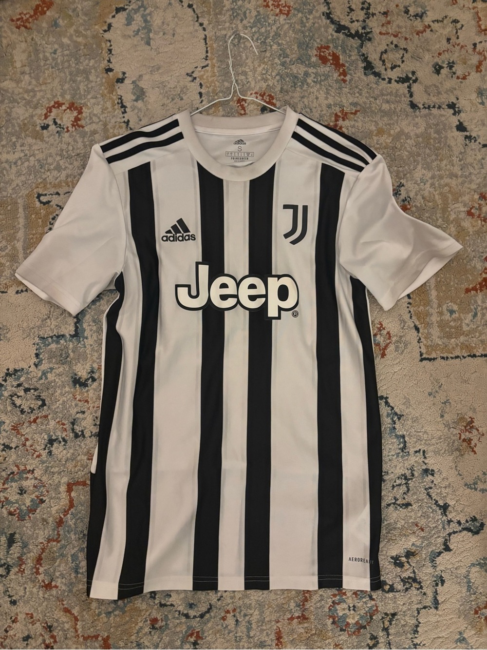 adidas Juventus Black and White Striped Home Jersey with Jeep Logo
